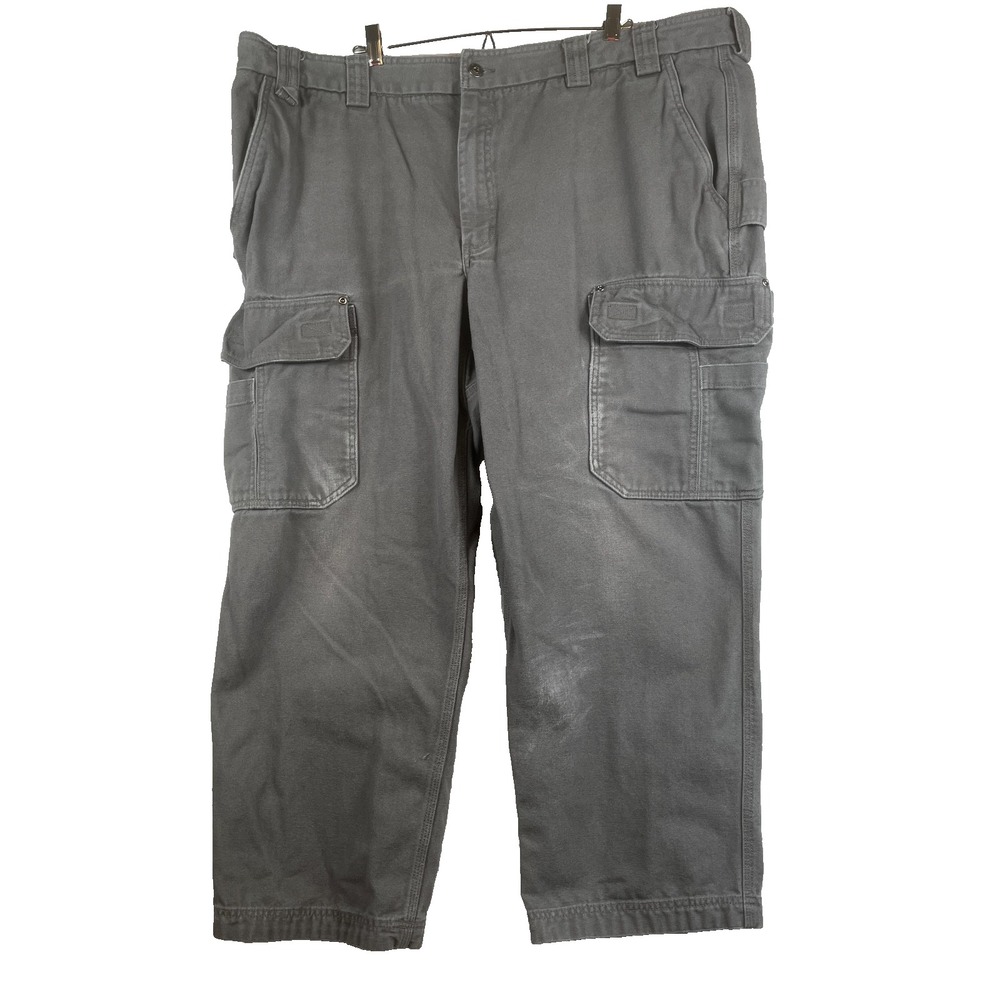 Duluth Trading Heavy Canvas Cargo Pants Mens 46x30 Gray Relaxed Fit Work -- 1